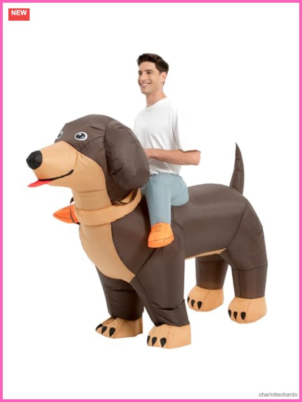 Inflatable Dachshund Dog Costume Adult Blow Up Ride On Suit